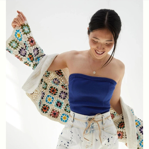 Anthropologie Classic Tube Top Orange Strapless Bright Colorful Shirt Tennesee - Picture 1 of 8